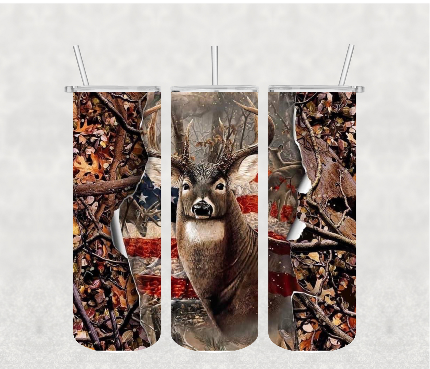 Deer and Flag 20oz Tumbler Sublimation Print