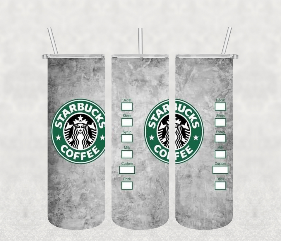 Gray Starbucks 20oz Tumbler Sublimation Print