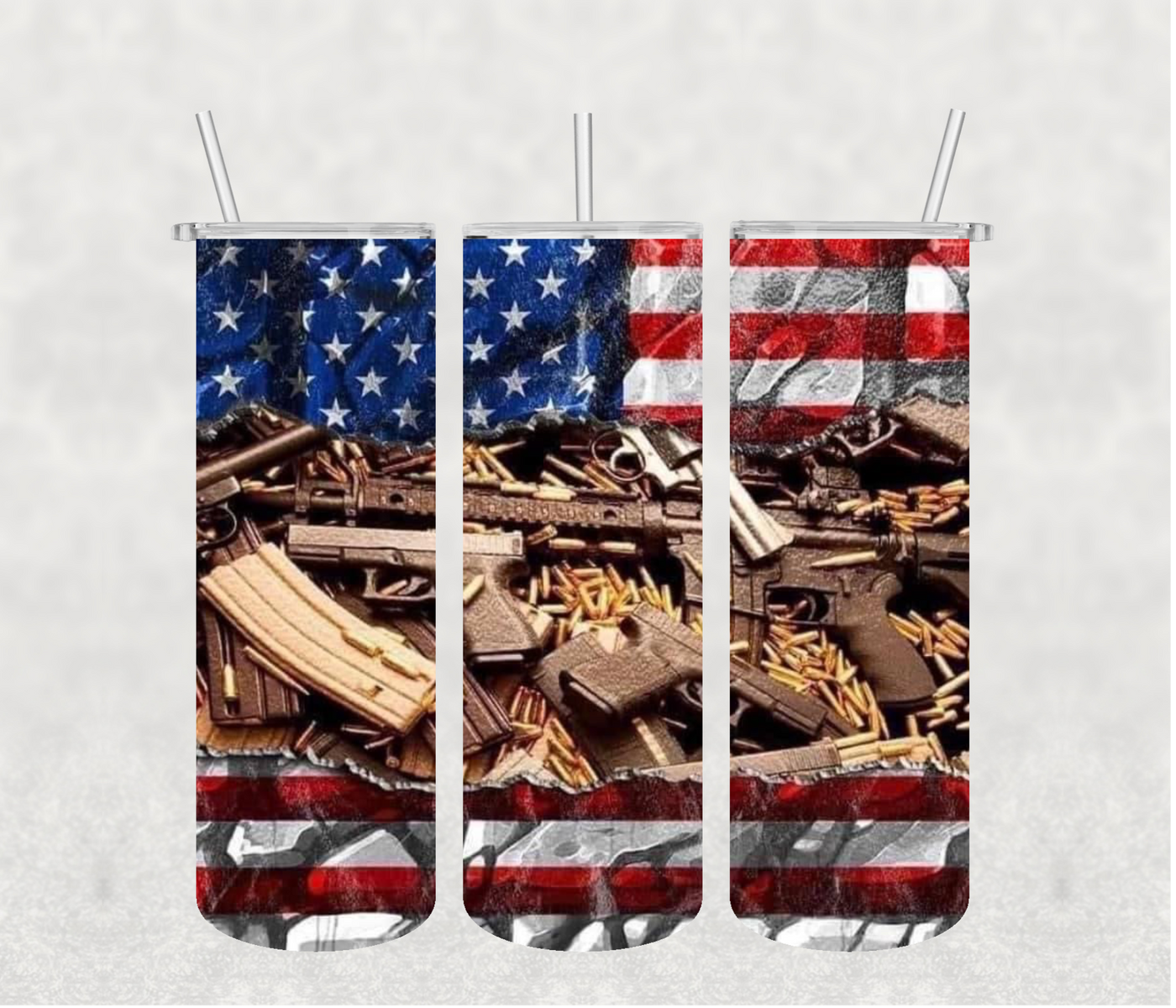 American Flag Gun 20oz Tumbler Sublimation Print