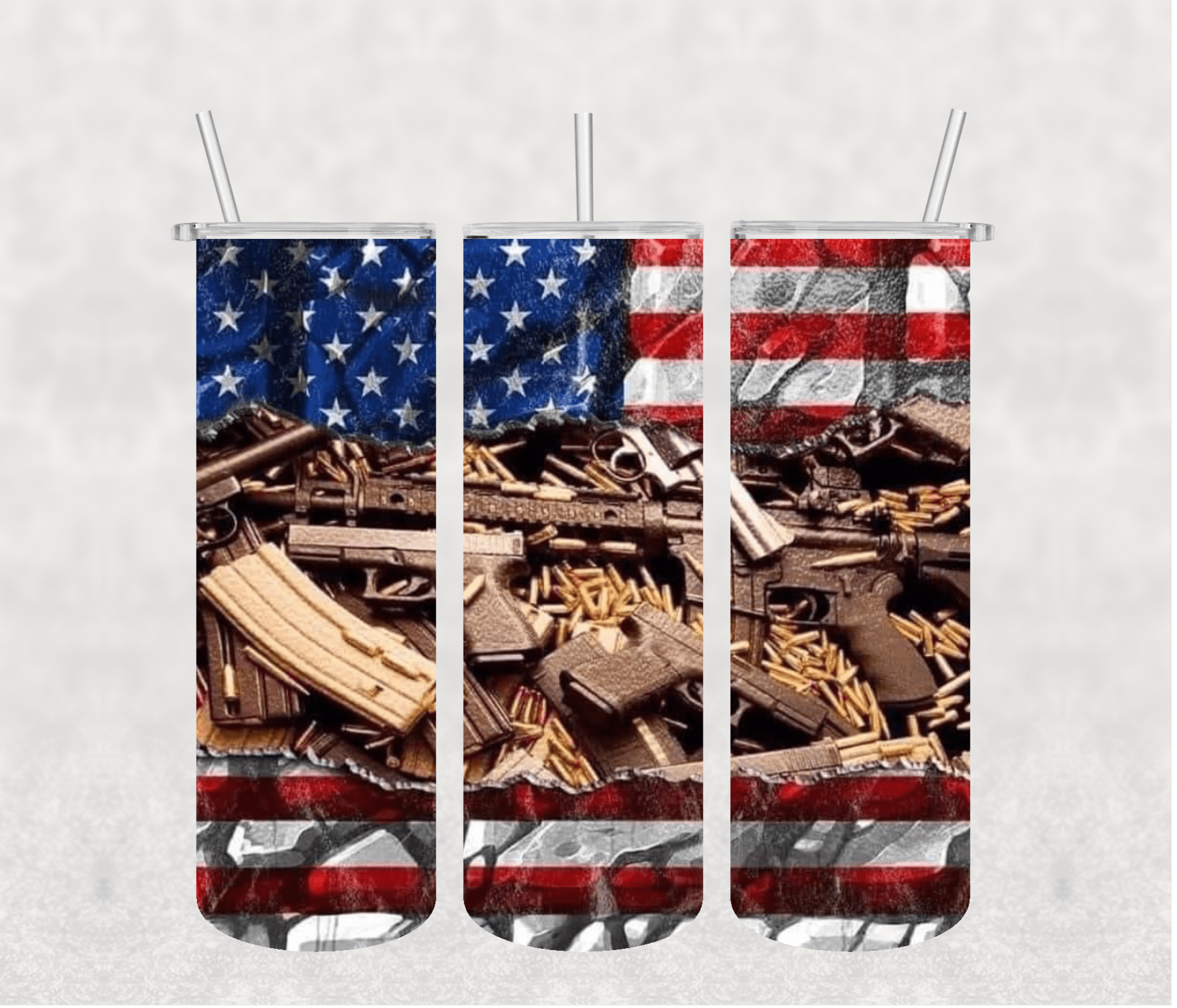 American Flag Gun 20oz Tumbler Sublimation Print - KT SUBLIMATION, DTF AND MORE LLC