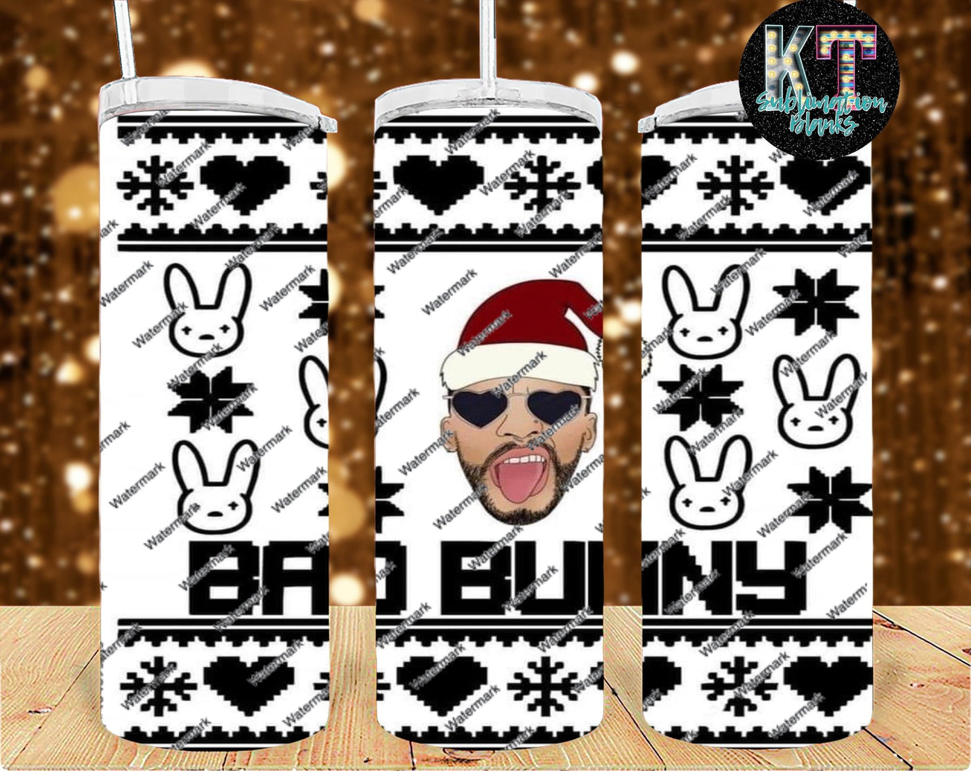 Bad Bunny Christmas 20oz Tumbler Sublimation Print - KT SUBLIMATION, DTF AND MORE LLC