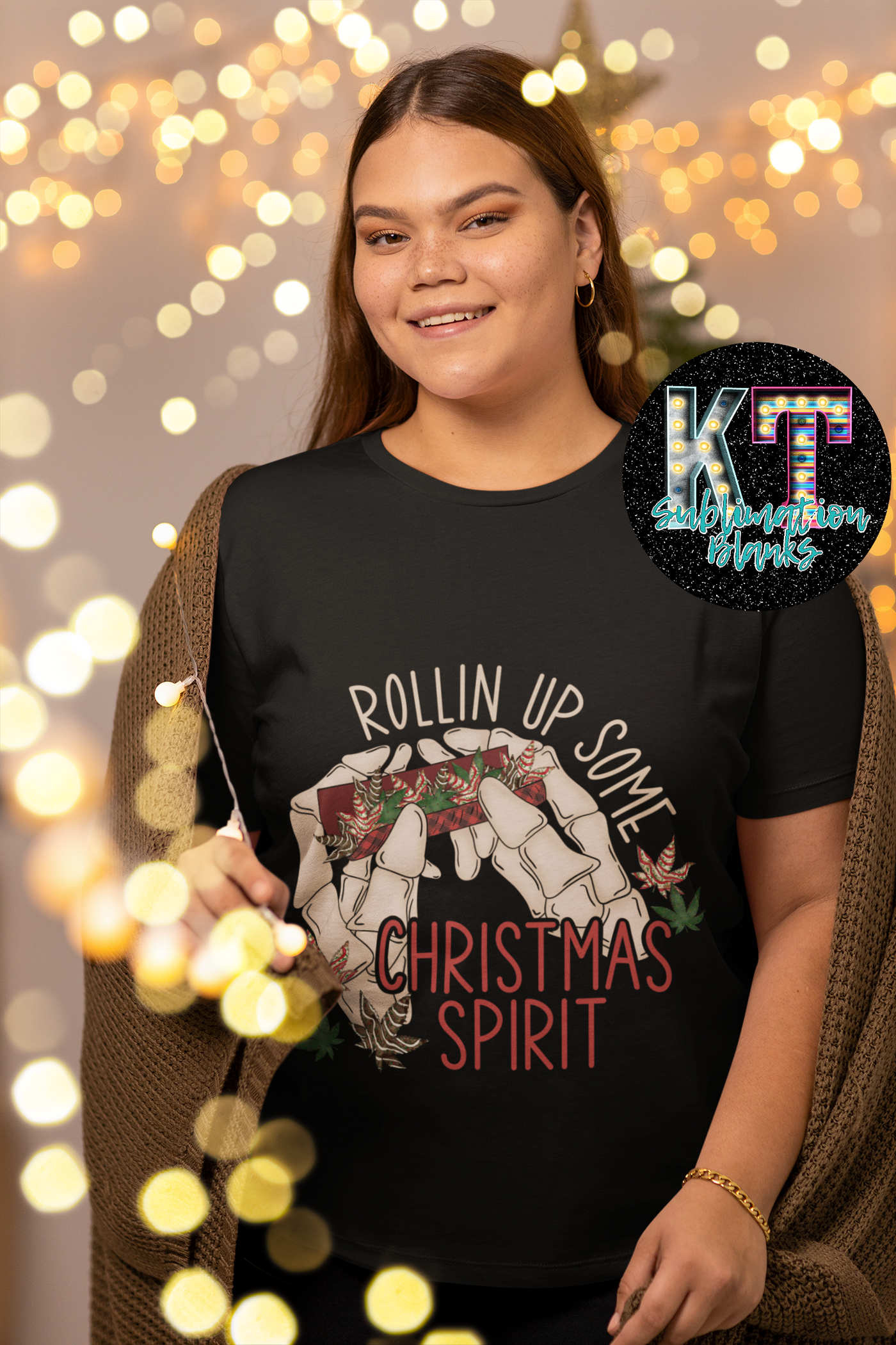 Rolling up Some Christmas Spirit DTF, ready to press Transfer