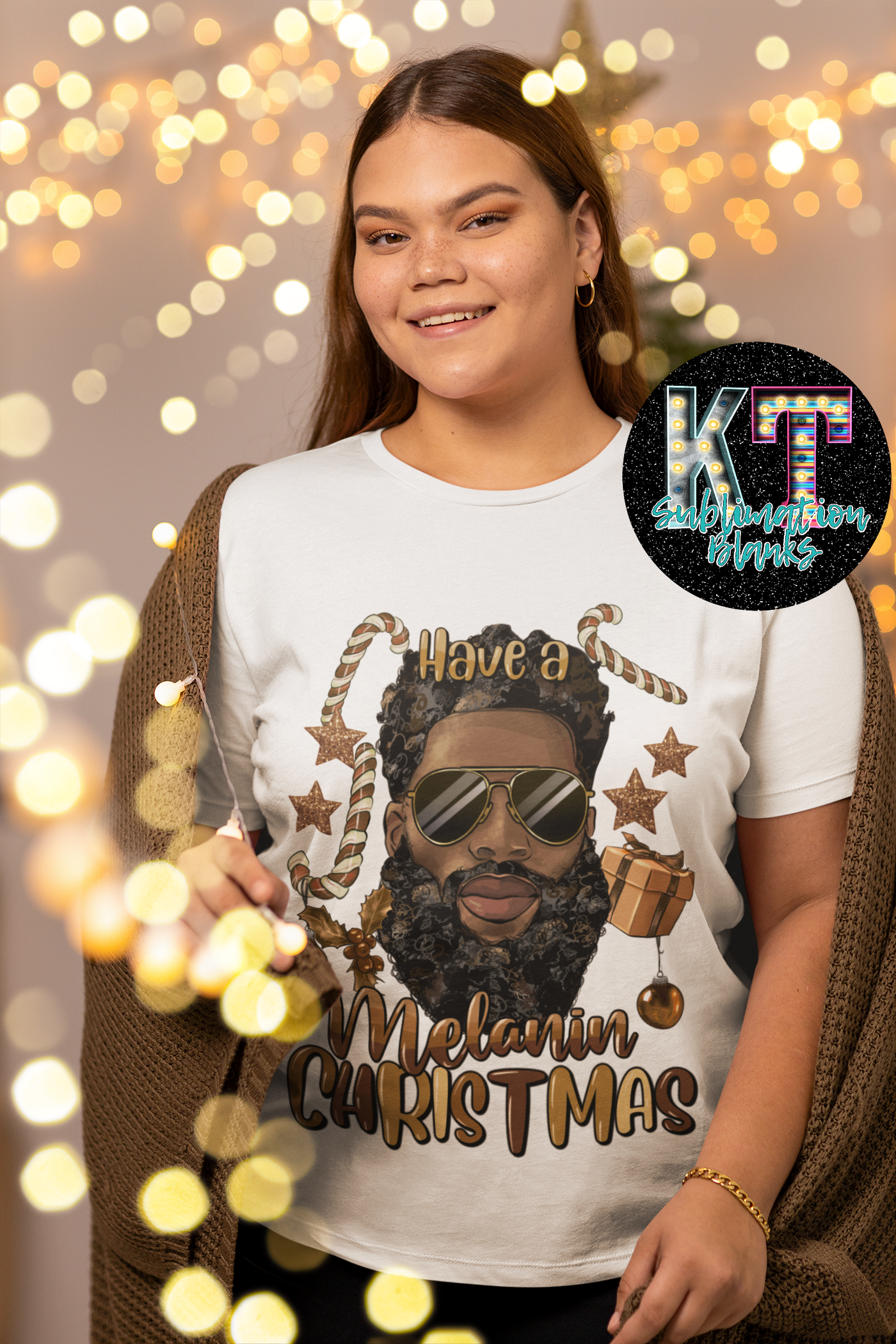 Have a melanin Christmas DTF, ready to press Transfer