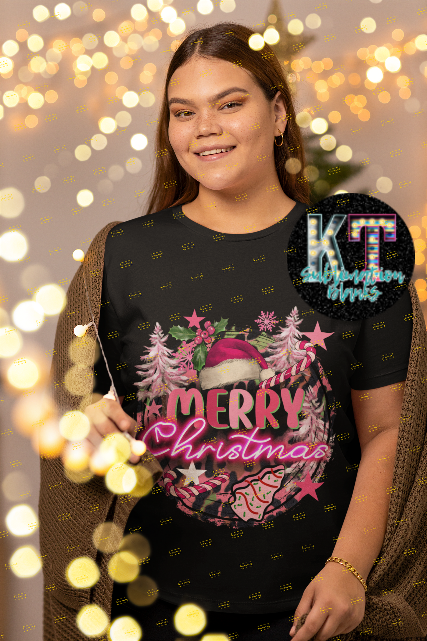PINK merry Christmas DTF,  Ready to press