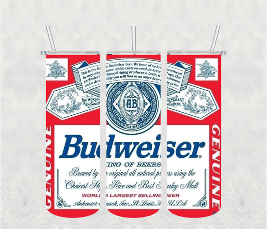 Budweiser 20oz Tumbler Sublimation Print - KT SUBLIMATION, DTF AND MORE LLC