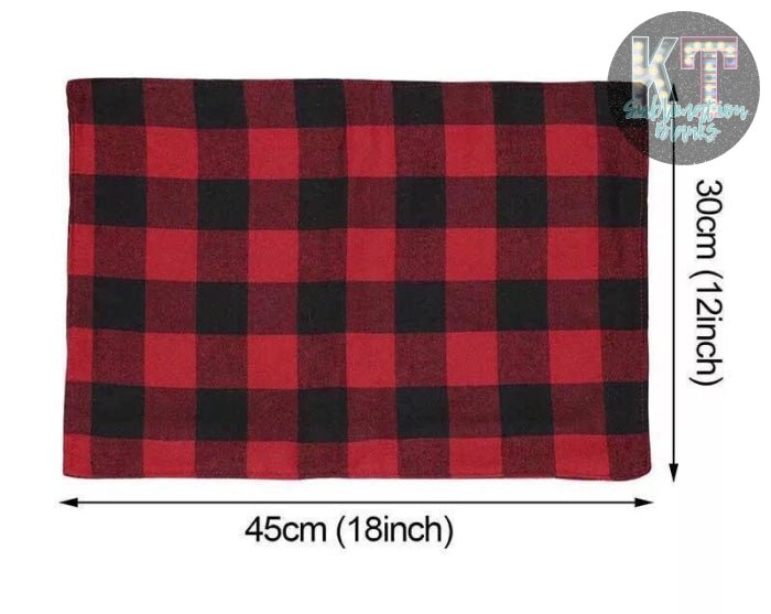 Christmas Buffalo Plaid Placemats Set of 6 – Reversible Red and Black Buffalo Check Place Mats – Christmas Dining Table Decorations (12”x17”) - KT SUBLIMATION, DTF AND MORE LLC