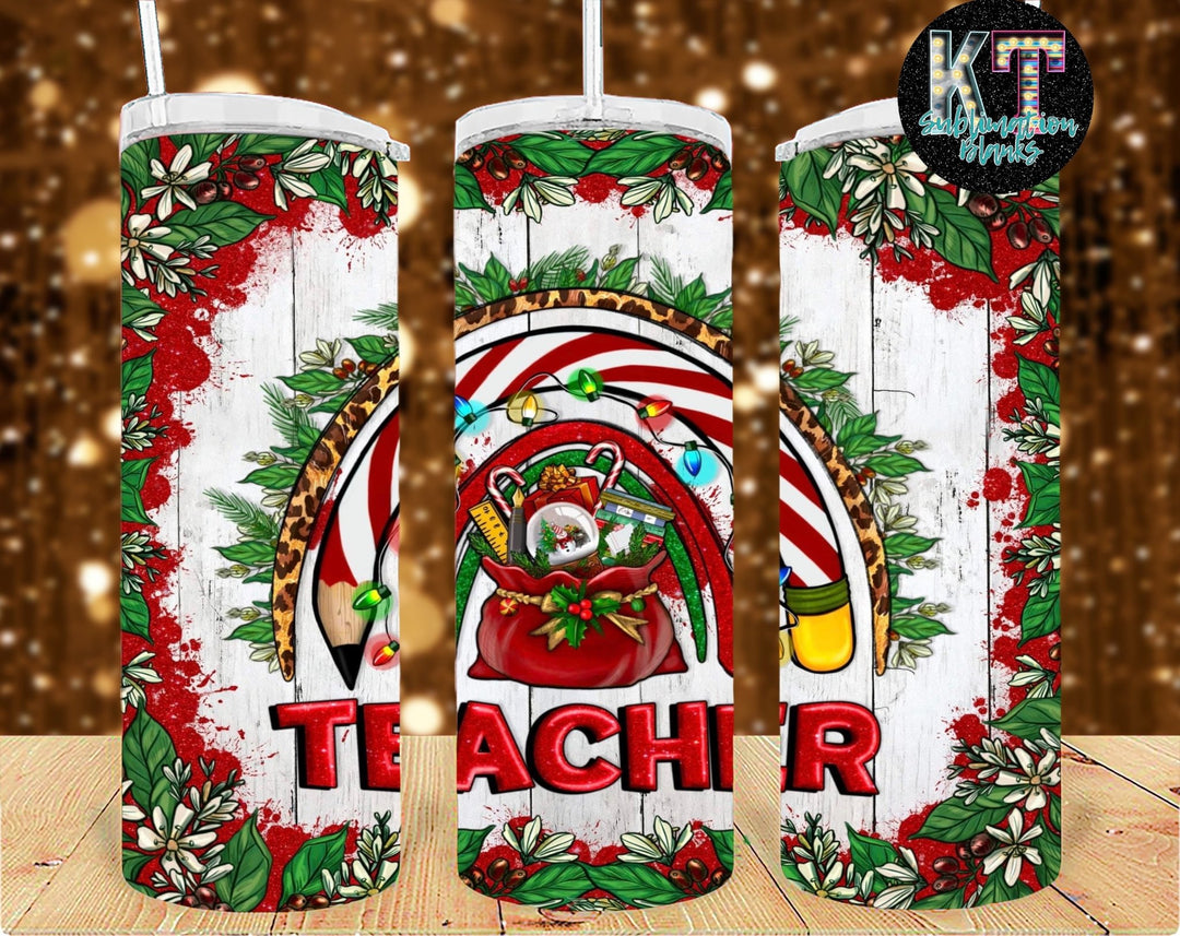 Christmas Teacher 20oz Tumbler Sublimation Print - KT SUBLIMATION, DTF AND MORE LLC