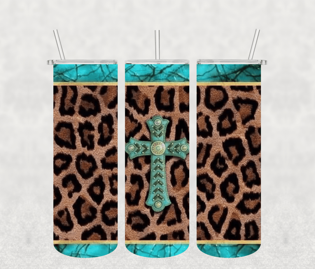 Country Turquoise Cross 20oz Tumbler Sublimation Print - KT SUBLIMATION, DTF AND MORE LLC