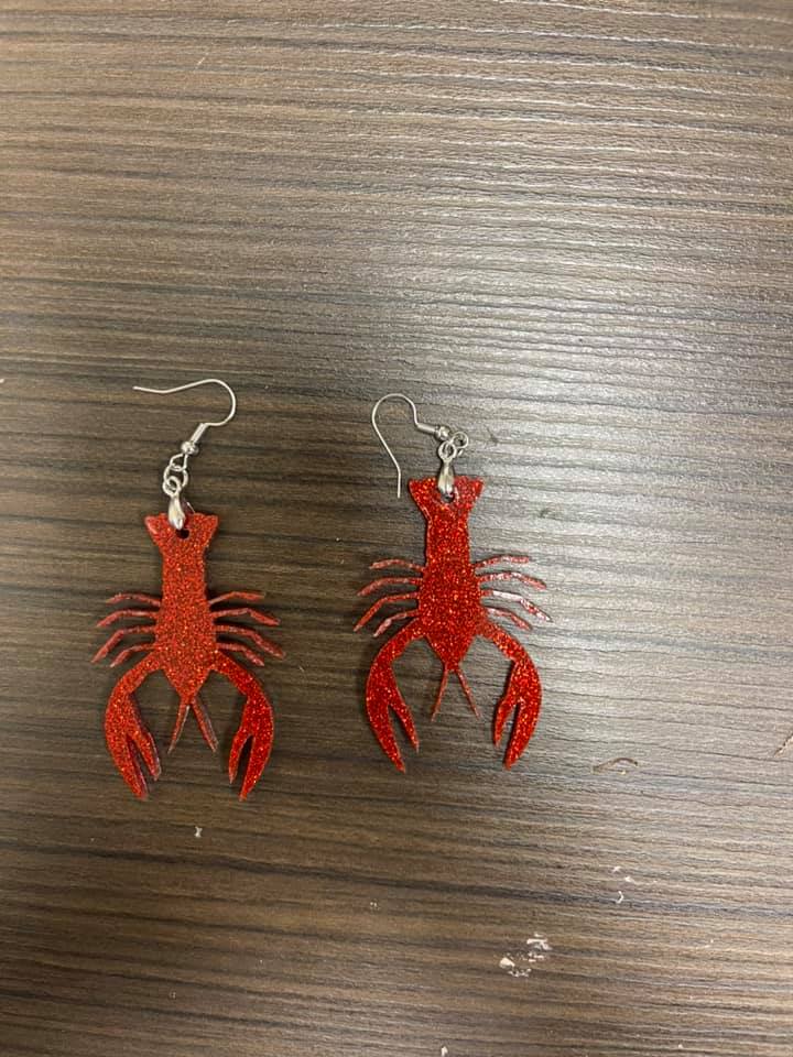 Crawfish Earrings – Unique New Orleans - Inspired Jewelry Gift - KT SUBLIMATION, DTF AND MORE LLC