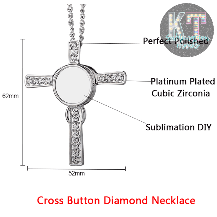 Cross Diamond Necklaces Sublimation, Necklace Diamond Sublimation Necklace, Sublimation Cross Heart Necklace Blanks | Cross Pendant Necklace - KT SUBLIMATION, DTF AND MORE LLC