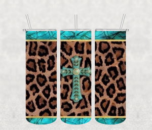 Country Turquoise Cross 20oz Tumbler Sublimation Print