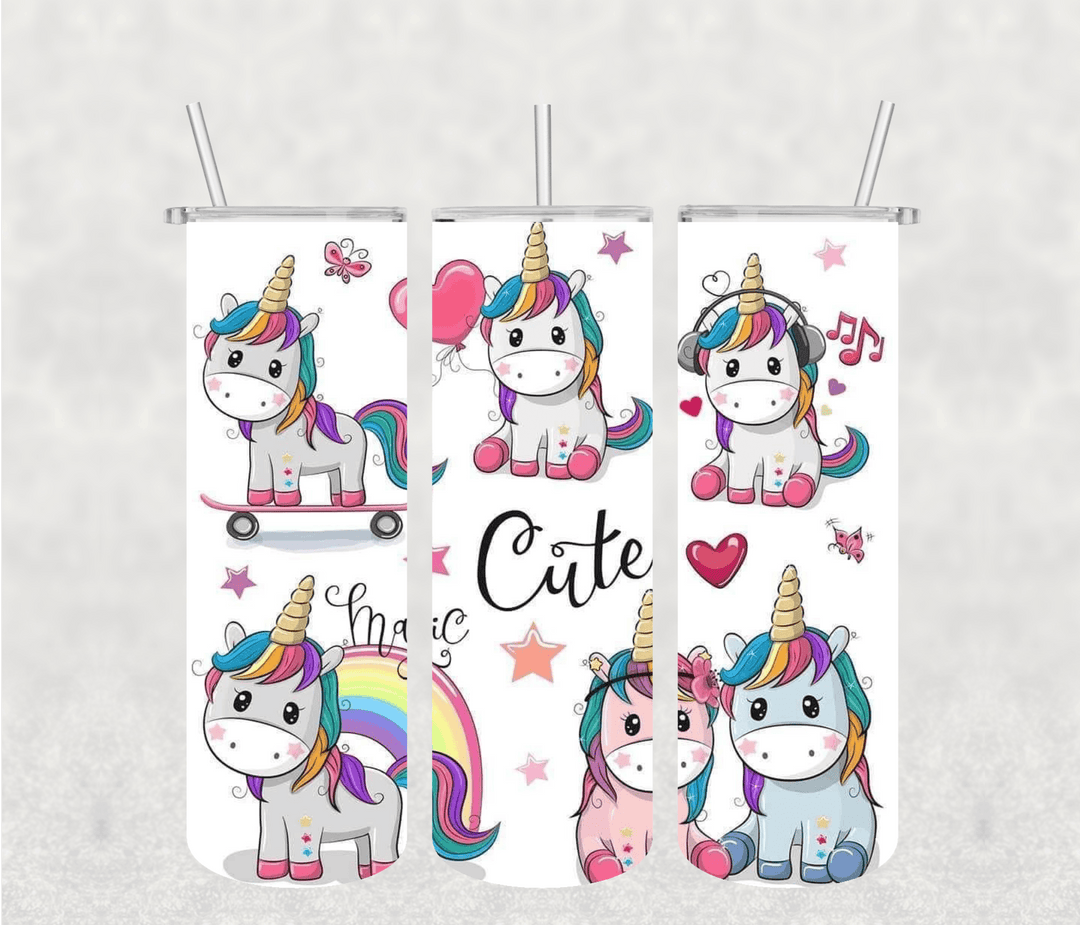 Cute Unicorn 20oz Tumbler Sublimation Print - KT SUBLIMATION, DTF AND MORE LLC