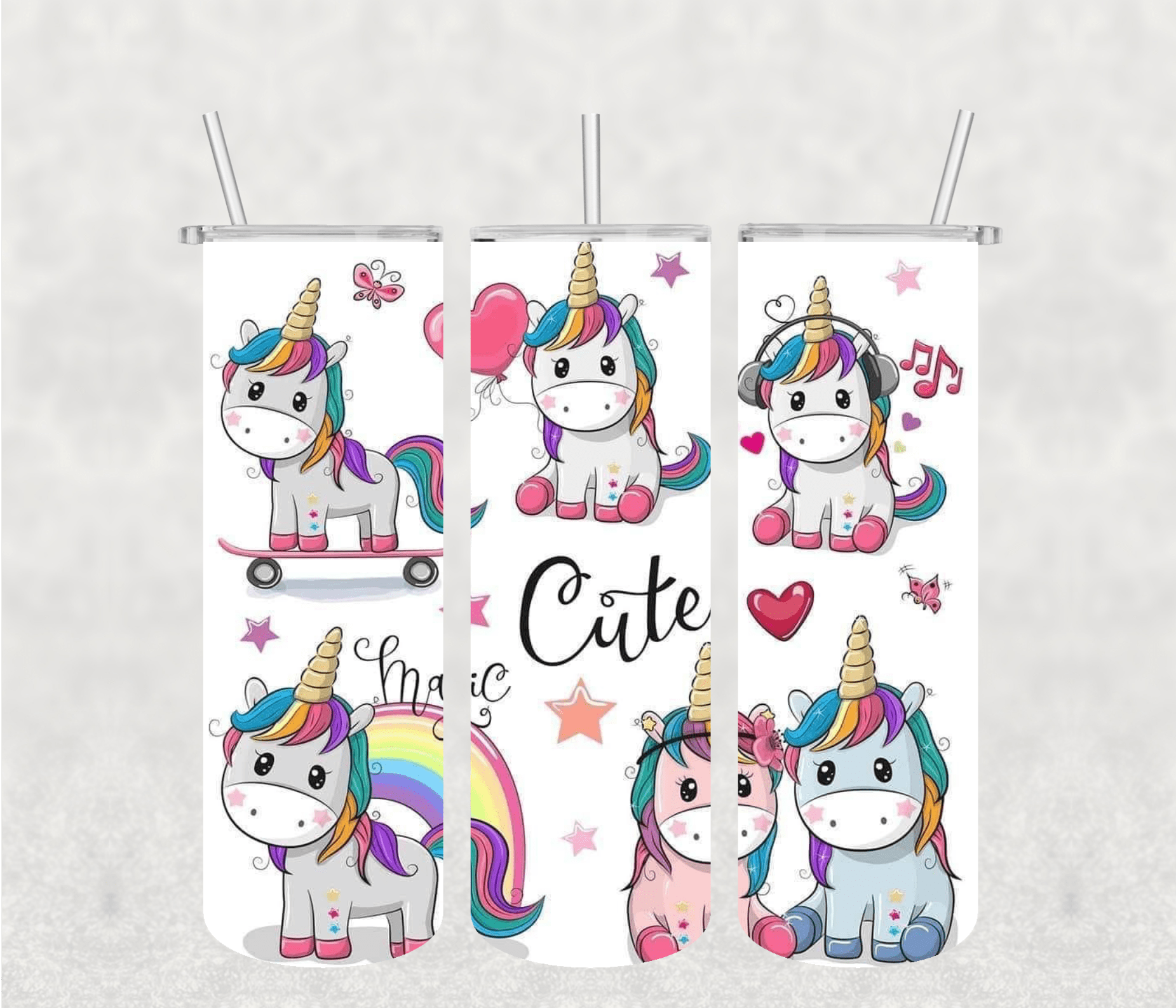Cute Unicorn 20oz Tumbler Sublimation Print - KT SUBLIMATION, DTF AND MORE LLC