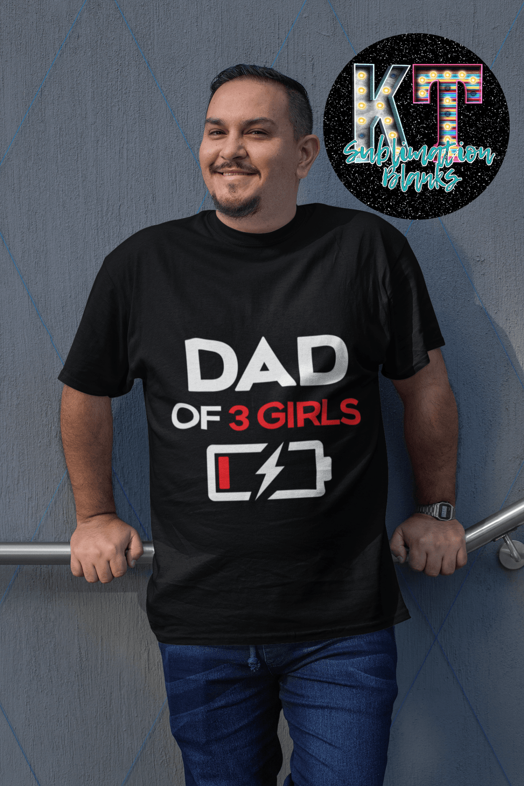Dad of 3 Girls DTF, ready to press transfer - KT SUBLIMATION, DTF AND MORE LLC