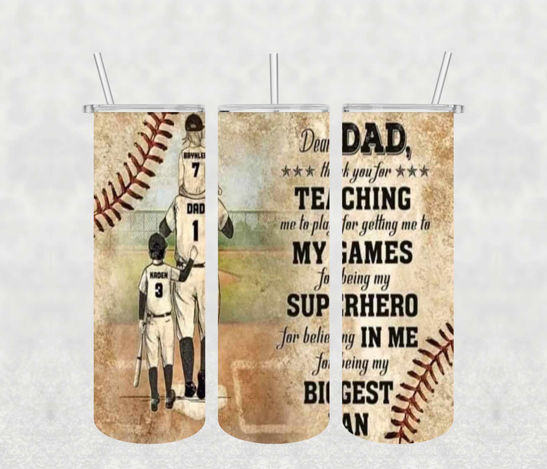 Dear Dad 20oz Tumbler Sublimation Print - KT SUBLIMATION, DTF AND MORE LLC