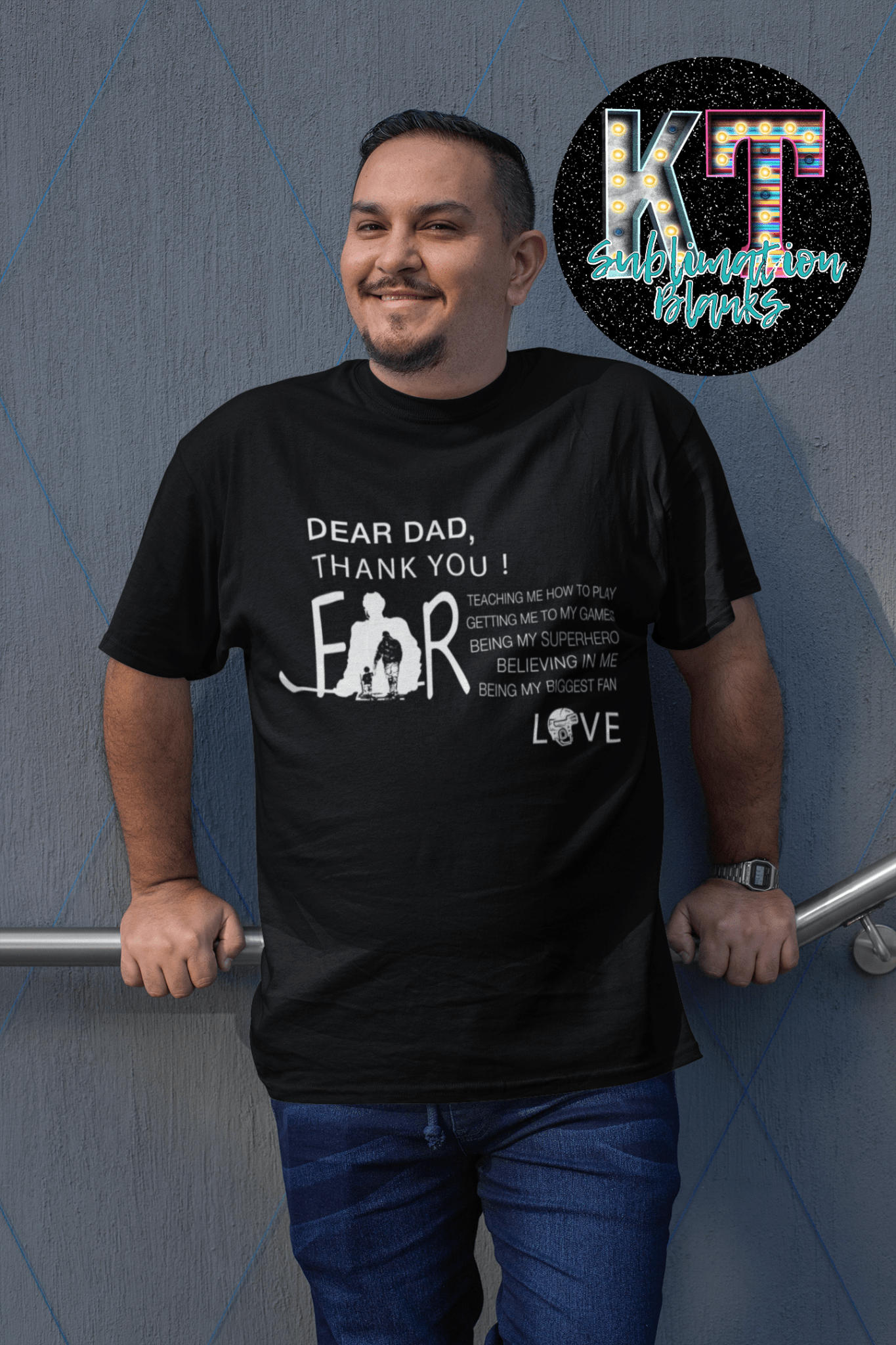 Dear Dad Thanks you DTF, ready to press Father day transfer - KT SUBLIMATION, DTF AND MORE LLC