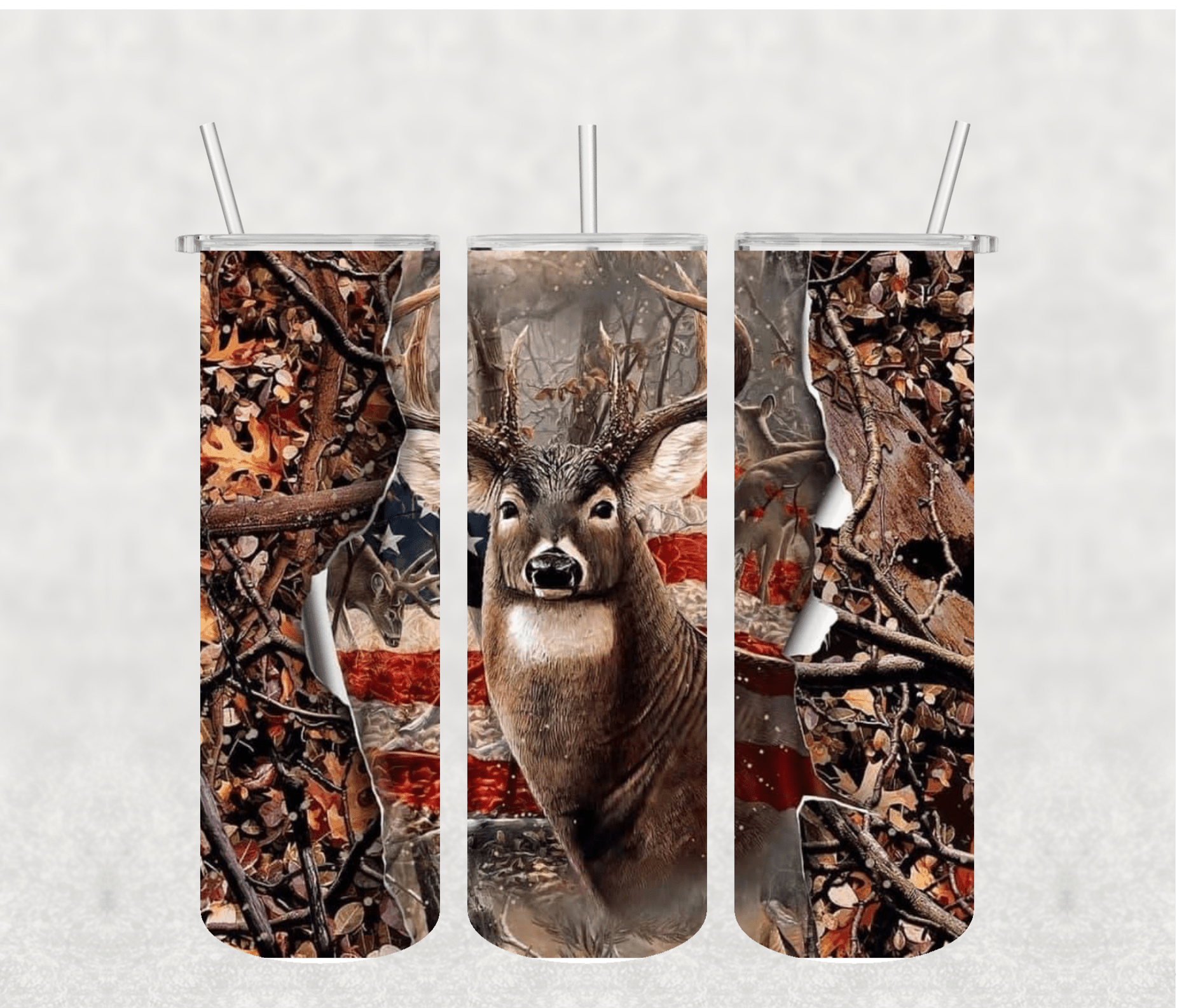 Deer and Flag 20oz Tumbler Sublimation Print - KT SUBLIMATION, DTF AND MORE LLC