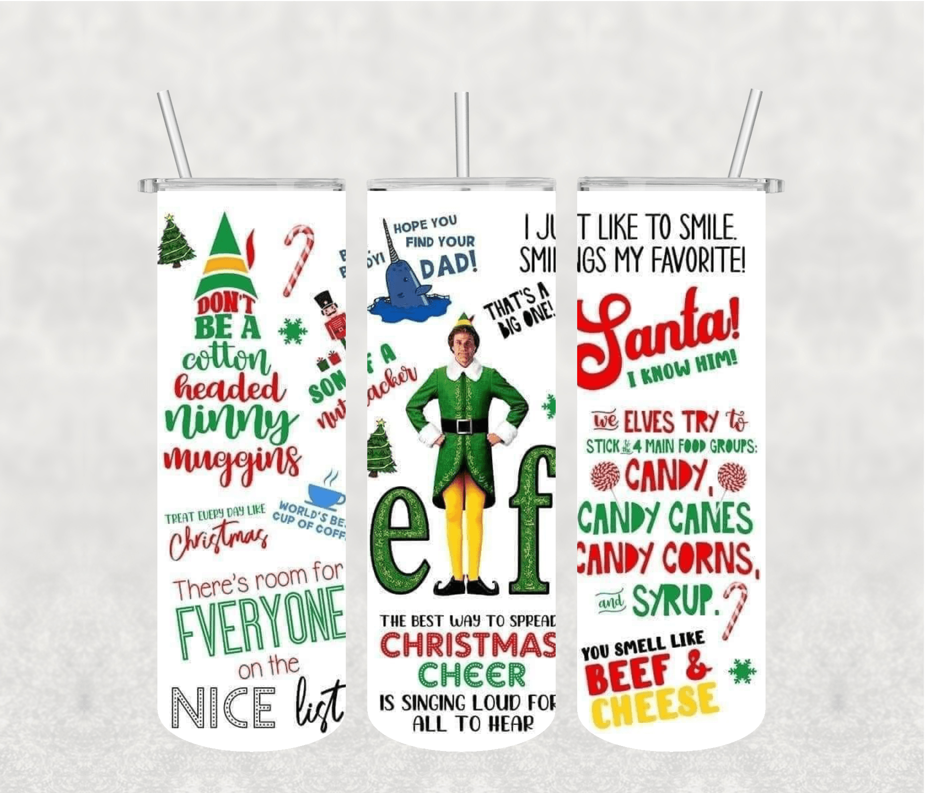 Elf christmas 20oz Tumbler Sublimation Print - KT SUBLIMATION, DTF AND MORE LLC