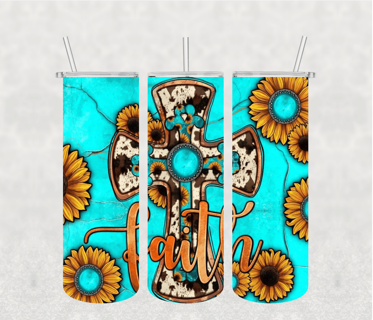 Faith Cross 20oz Tumbler Sublimation Print - KT SUBLIMATION, DTF AND MORE LLC