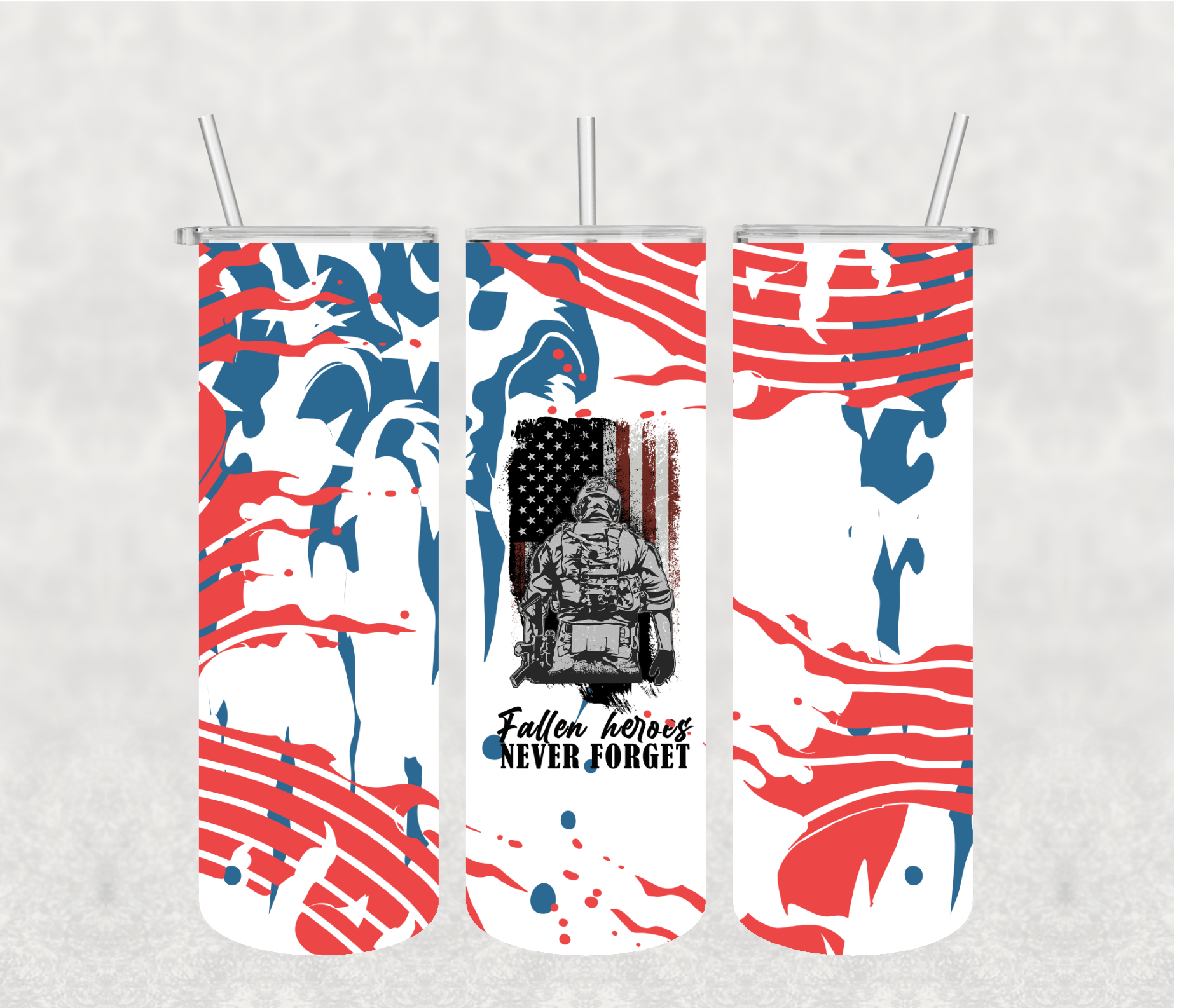 Fallen Heroes Never Forget 20oz Tumbler Sublimation Print - KT SUBLIMATION, DTF AND MORE LLC
