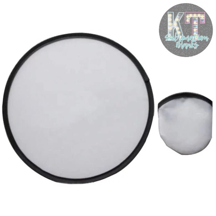 Foldable Flying Disc Fans, 9.8inch Sublimation Fans Nylon Black Edge Folding, Fan Set with Bag for Wedding