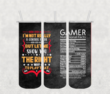 Gamer 20oz Tumbler Sublimation Print