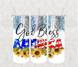 God Bless America 20oz Tumbler Sublimation Print