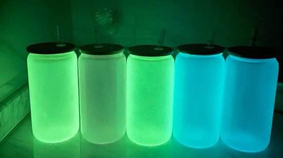 GLOW IN THE DARK 16oz Can Beer Glass Cup Bamboo Lid Sublimation - KT SUBLIMATION, DTF AND MORE LLC