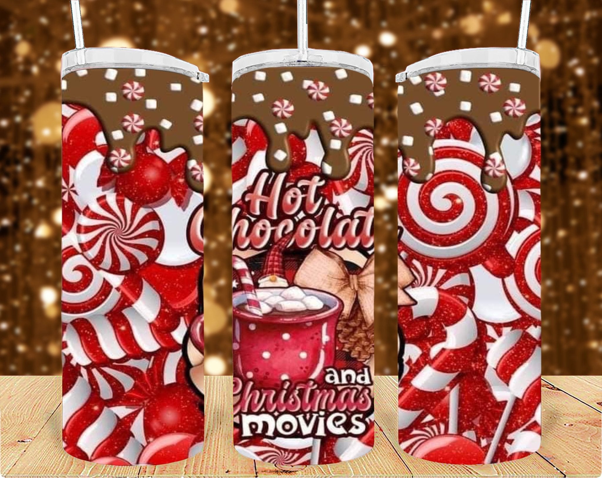 Hot chocolate Christmas 20oz Tumbler Sublimation Print - KT SUBLIMATION, DTF AND MORE LLC