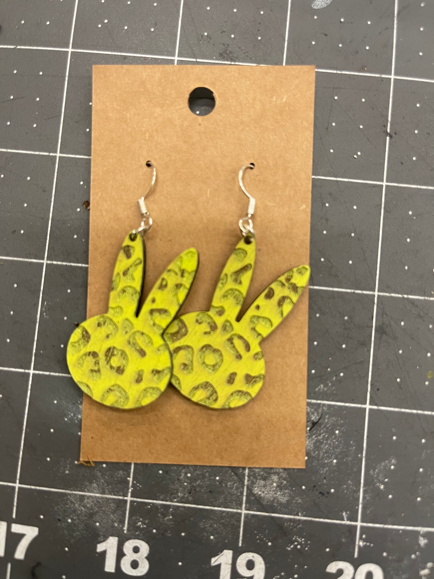 Leopard Bunny Easter dangle Earring, Handmade
