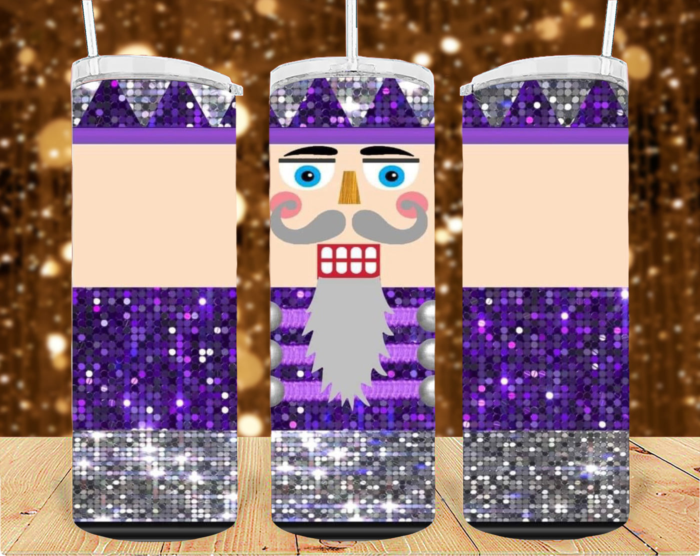 Purple Glitter Nutcracker Christmas 20oz Tumbler Sublimation Print