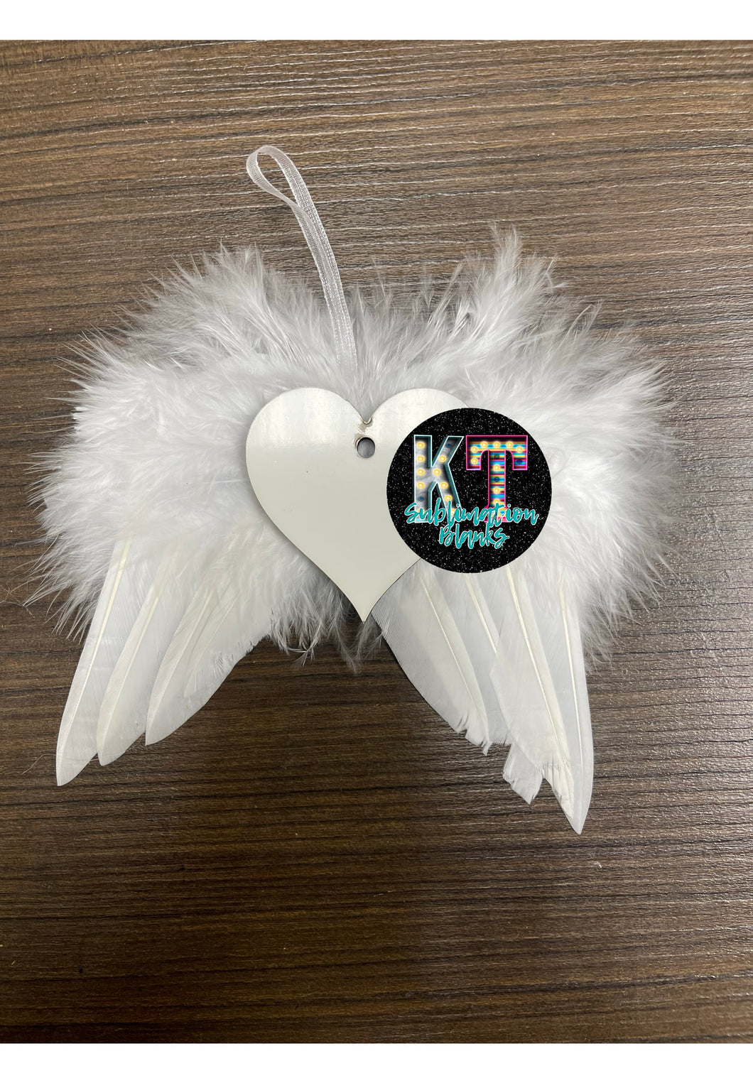 Christmas White Angel Wings Ornament Hanging, Feather Hanging Decor with Sublimation Blank Pendants for Christmas Tree Crafts Angel Wings Xmas Decor