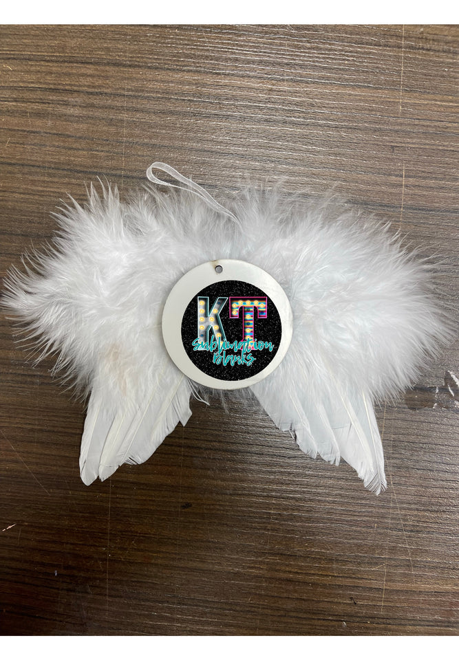 Christmas White Angel Wings Ornament Hanging, Feather Hanging Decor with Sublimation Blank Pendants for Christmas Tree Crafts Angel Wings Xmas Decor
