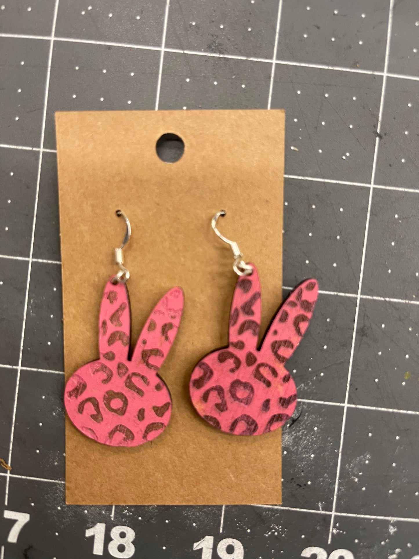 Leopard Bunny Easter dangle Earring, Handmade