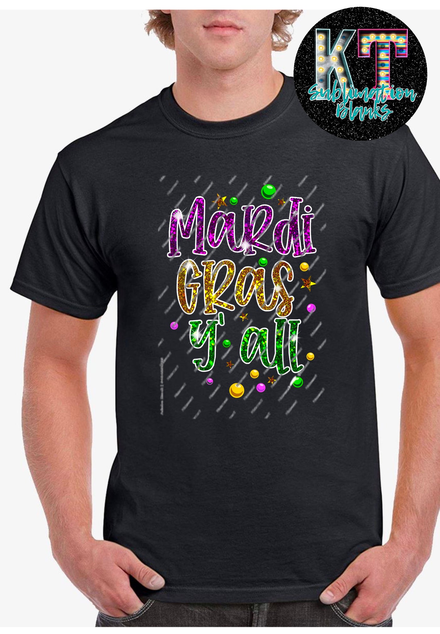 Mardi Gras Y'all  DTF, ready to press transfer