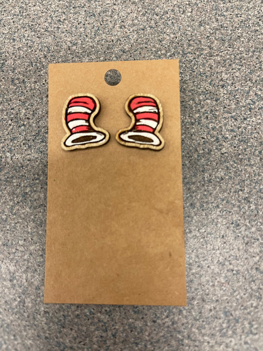 Cat Hat Teacher Stud Earrings – Handmade Whimsical Studs for Educators