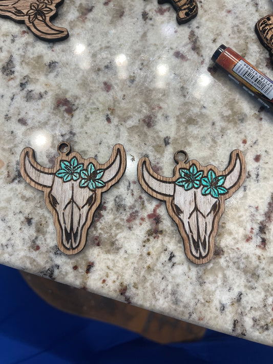 Skull Country Dangle Earrings – Handmade Western Cowgirl Statement Jewelry