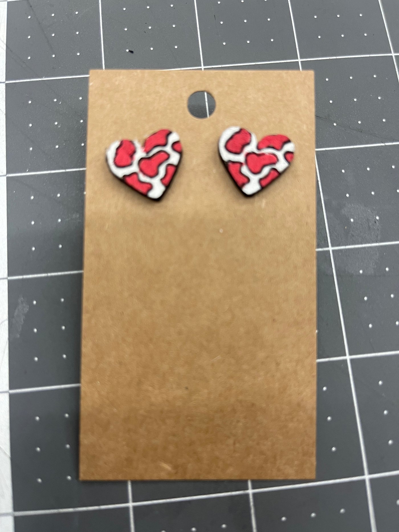 Cow Heart Country Stud Earrings – Handmade Western Earrings with Rustic Charm