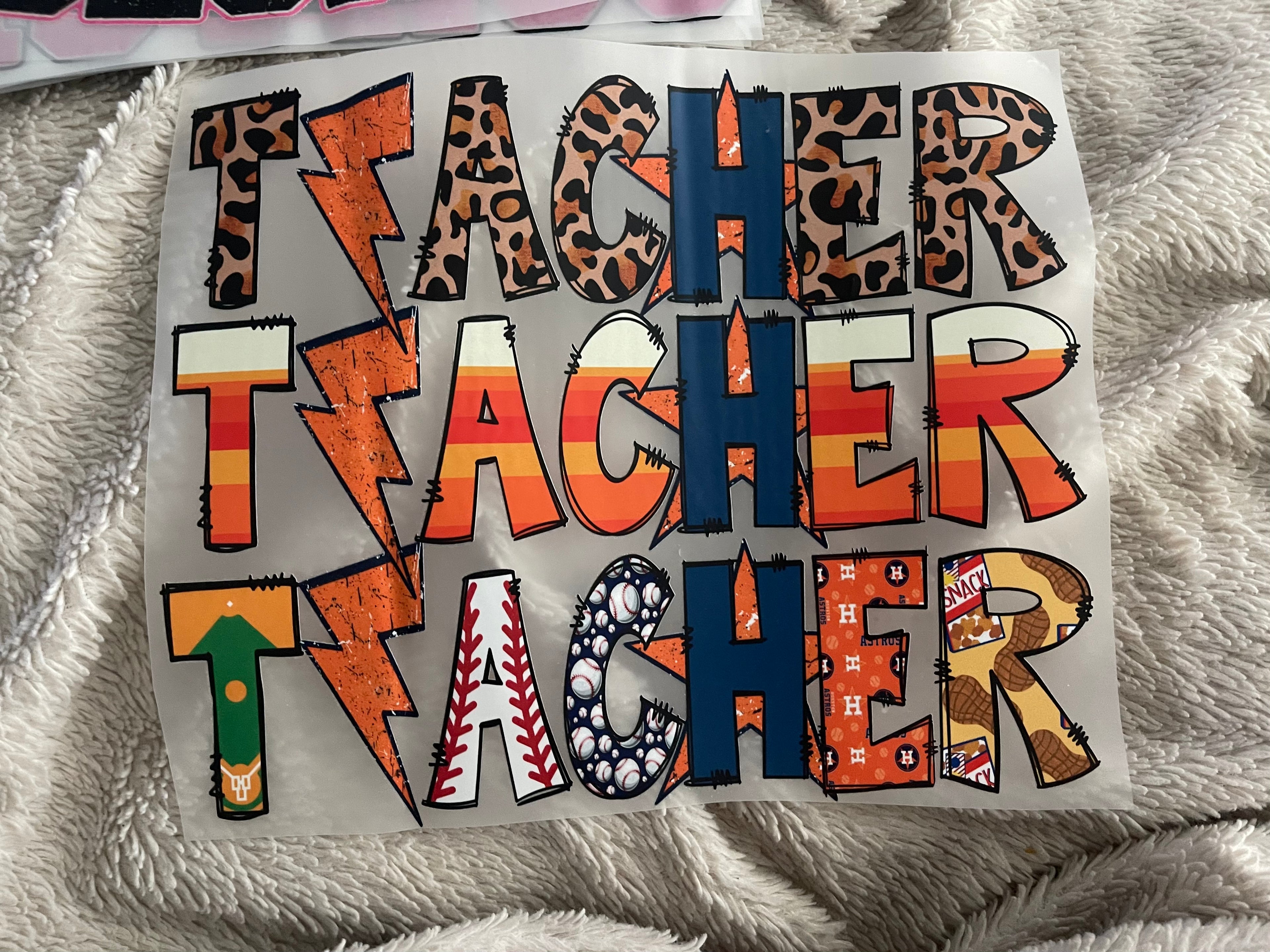 Teacher baseball DTF ready to press transfer