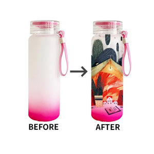 Sublimation Frosted Glass Water Bottles, 16.9 oz Water Bottles, Sublimation Blanks Pink