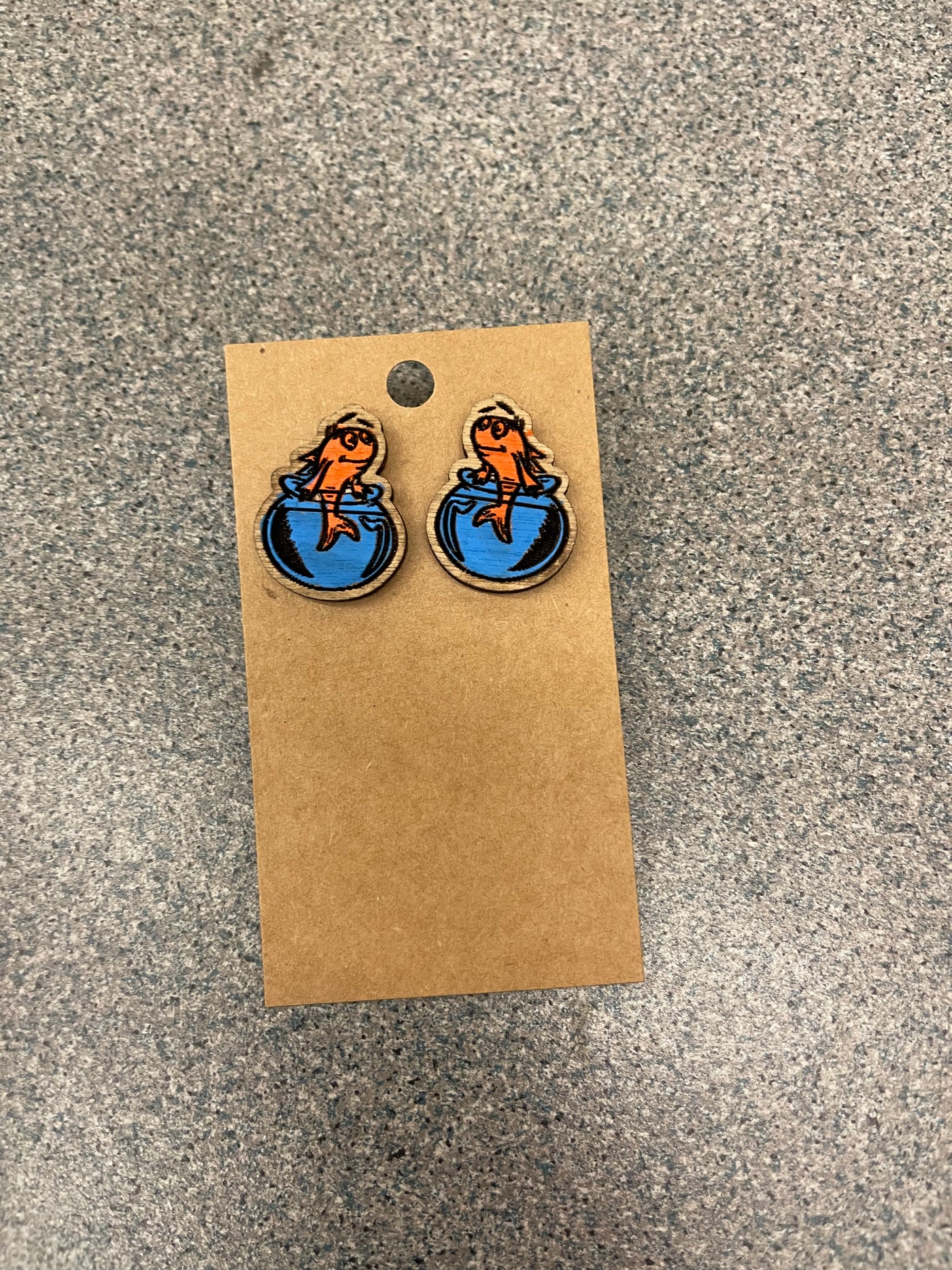 Fish Cat in the hat Teachers stud Earring, Handmade Earrings
