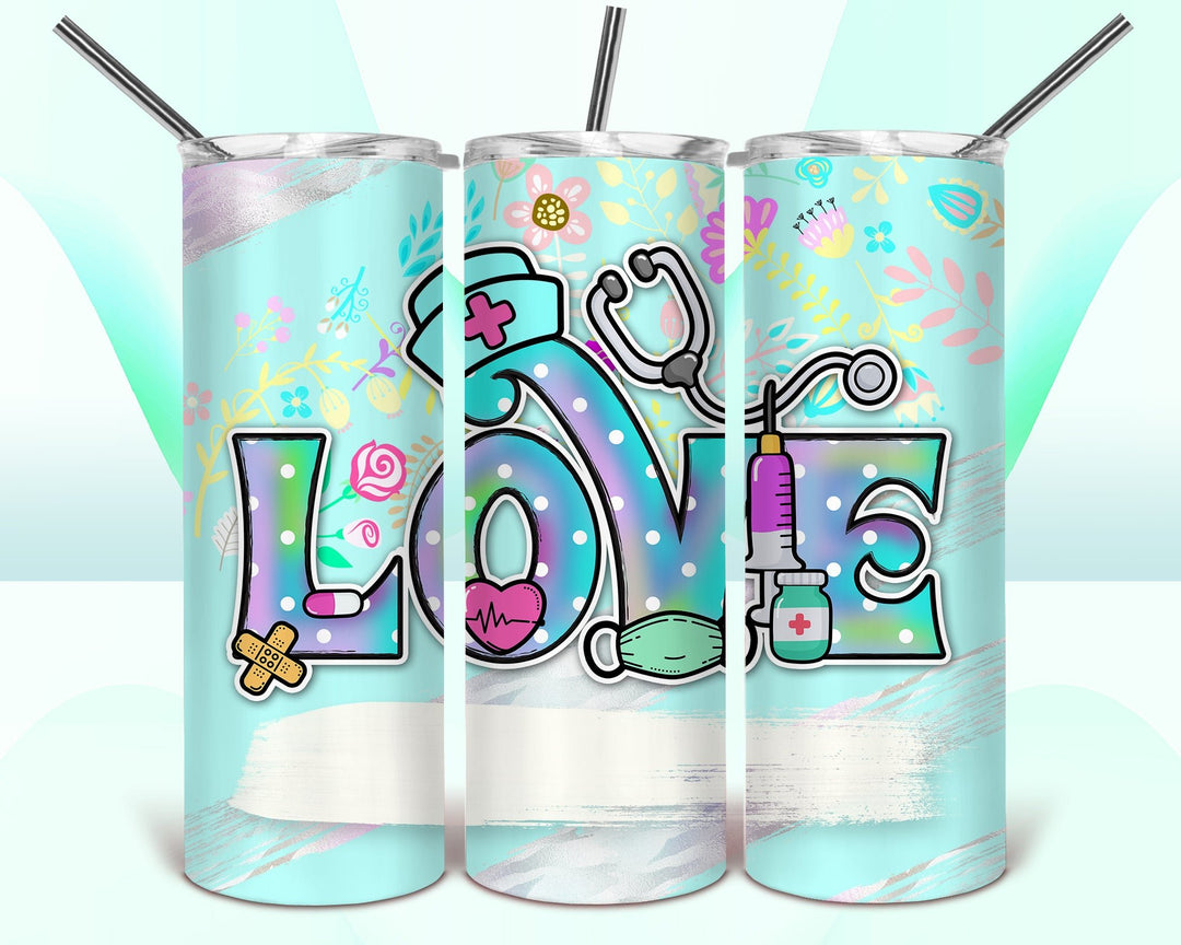 LOVE Nurse 20oz Tumbler Sublimation Print - KT SUBLIMATION, DTF AND MORE LLC