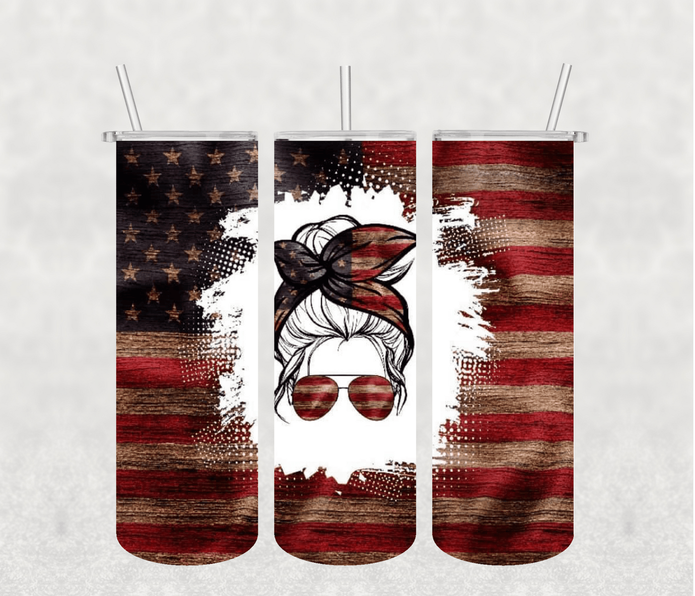 Mama American Flag 20oz Tumbler Sublimation Print - KT SUBLIMATION, DTF AND MORE LLC