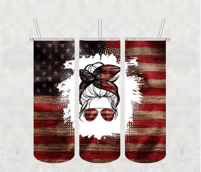 Mama American Flag 20oz Tumbler Sublimation Print - KT SUBLIMATION, DTF AND MORE LLC