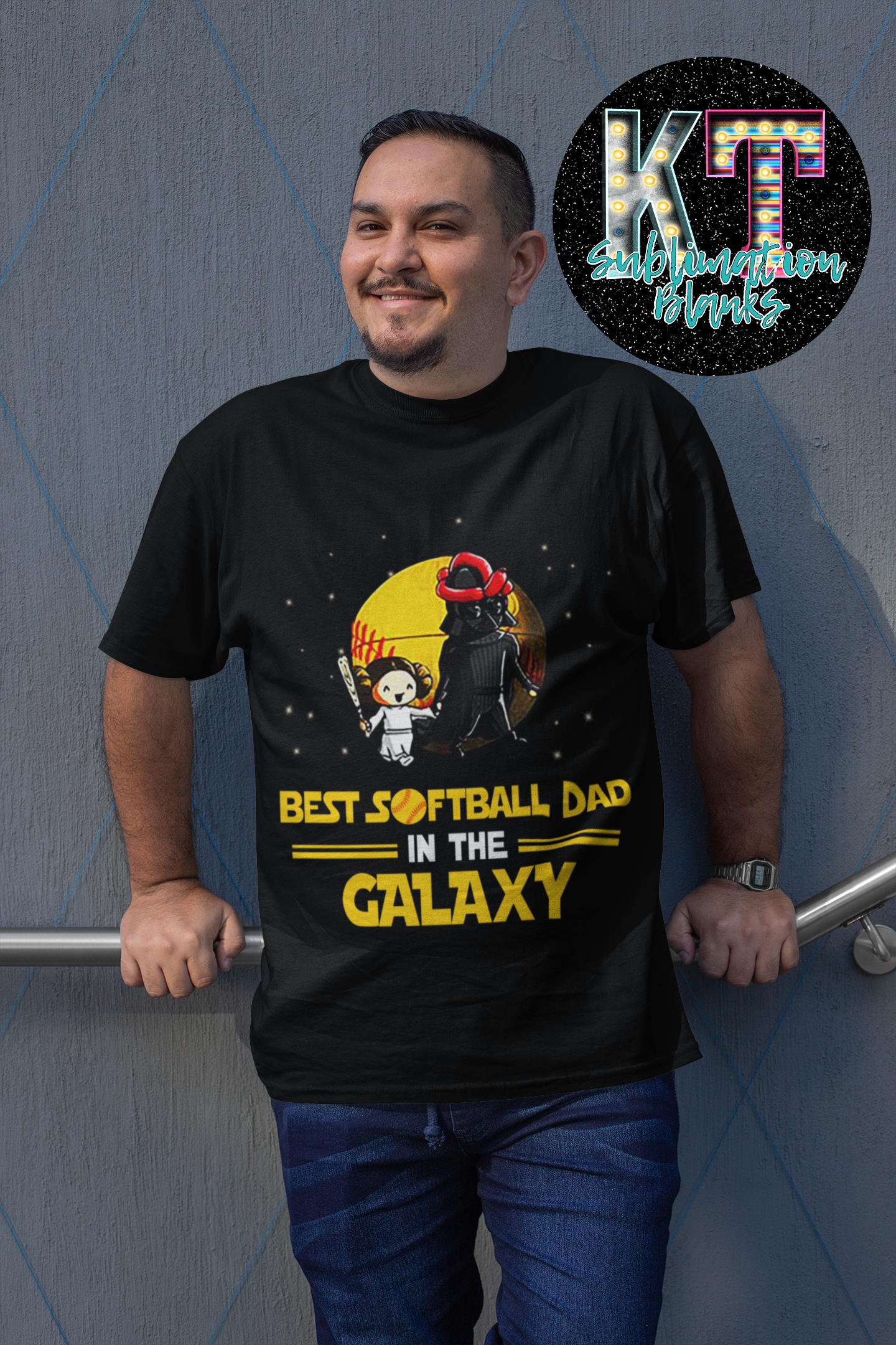 Best Sofball dad in the Galaxy DTF, ready to press transfer