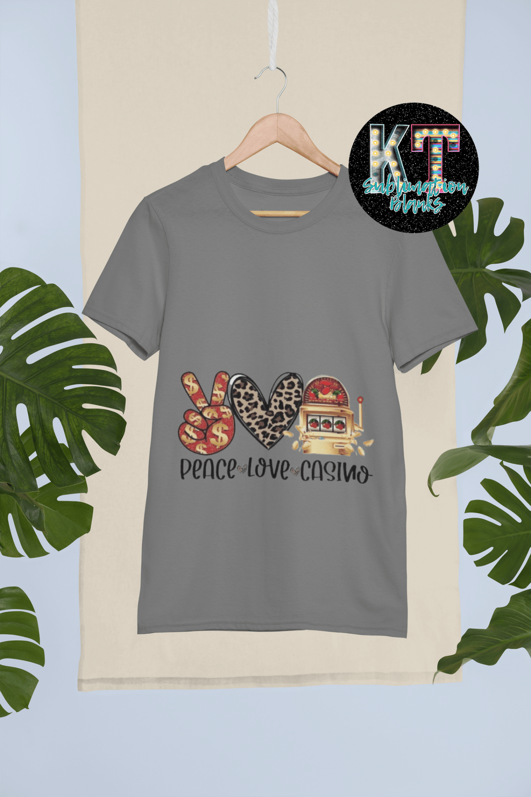 Peace Love Casino DTF, Ready to Press, DTF Transfer Print - KT SUBLIMATION, DTF AND MORE LLC
