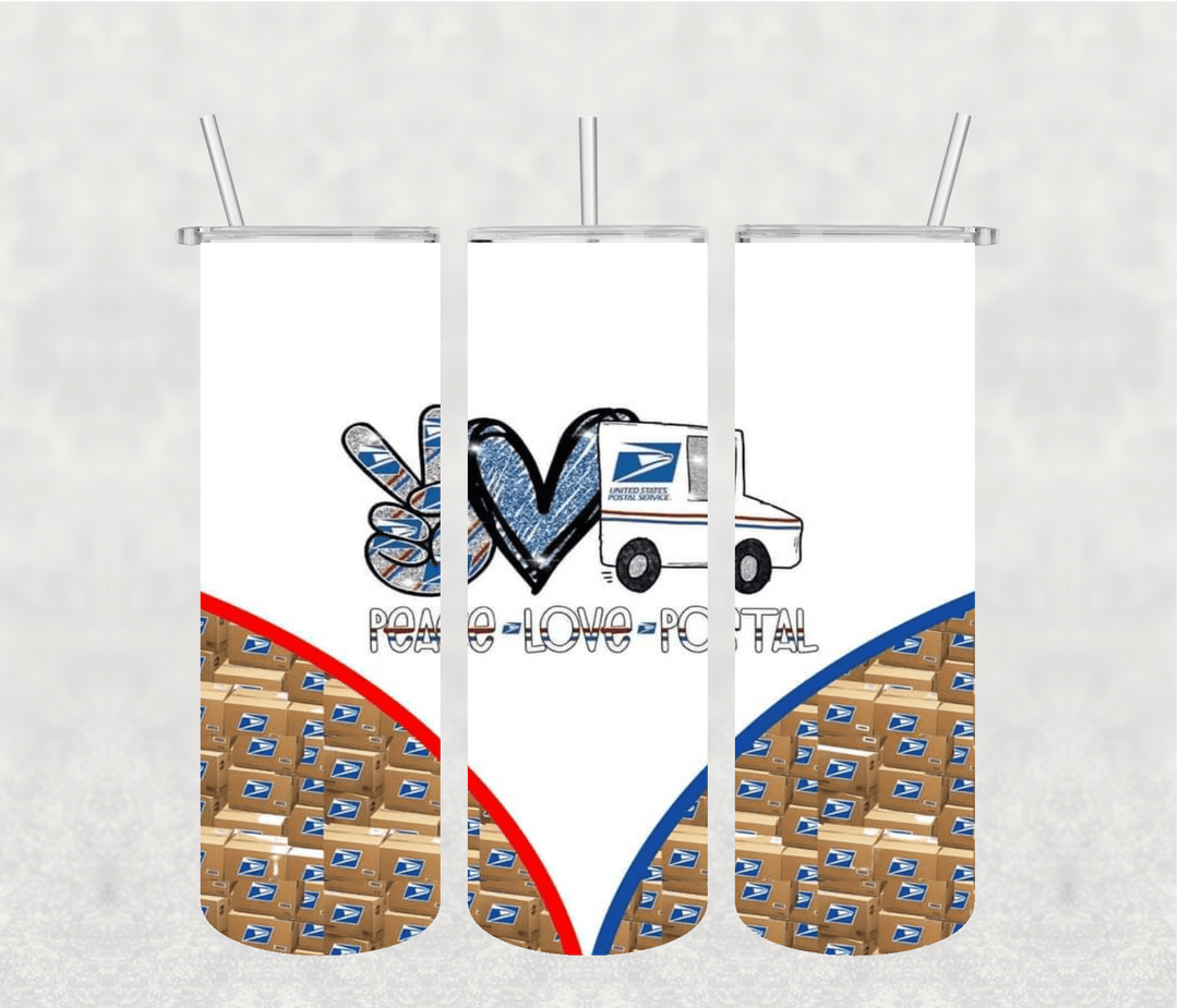 Peace Love Post Office 20oz Tumbler Sublimation Print - KT SUBLIMATION, DTF AND MORE LLC