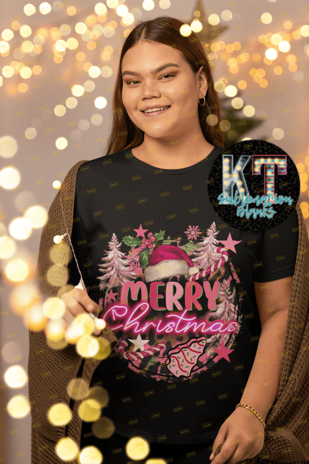 PINK merry Christmas DTF, Ready to press - KT SUBLIMATION, DTF AND MORE LLC