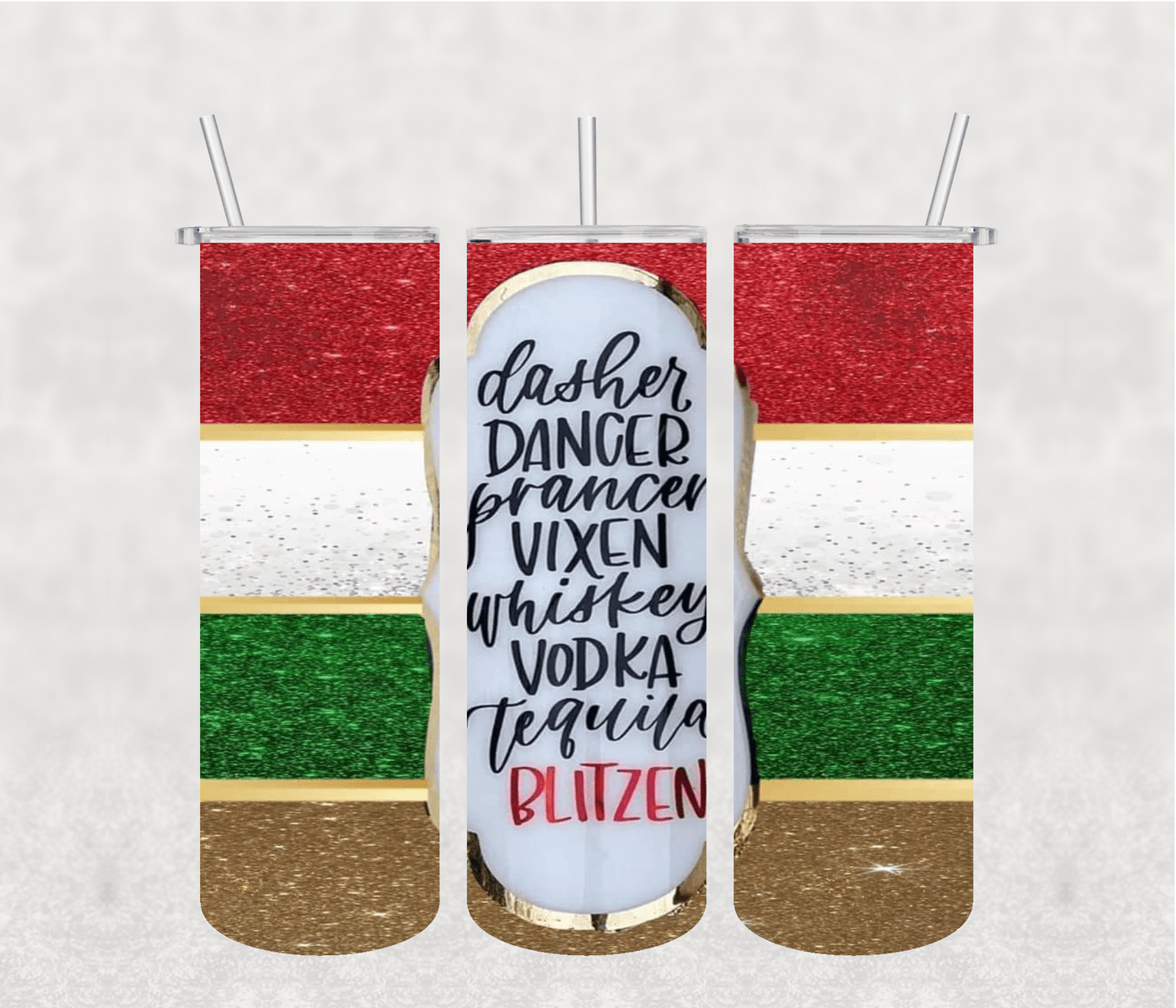 Reindeer Name 20oz Tumbler Sublimation Print - KT SUBLIMATION, DTF AND MORE LLC