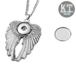 Rhinestone Angel Wing Snap Necklace Neckles
